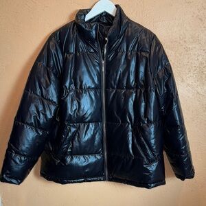 ROAMAN’S Shiny Black Puffer Jacket Full Zip Size 1X